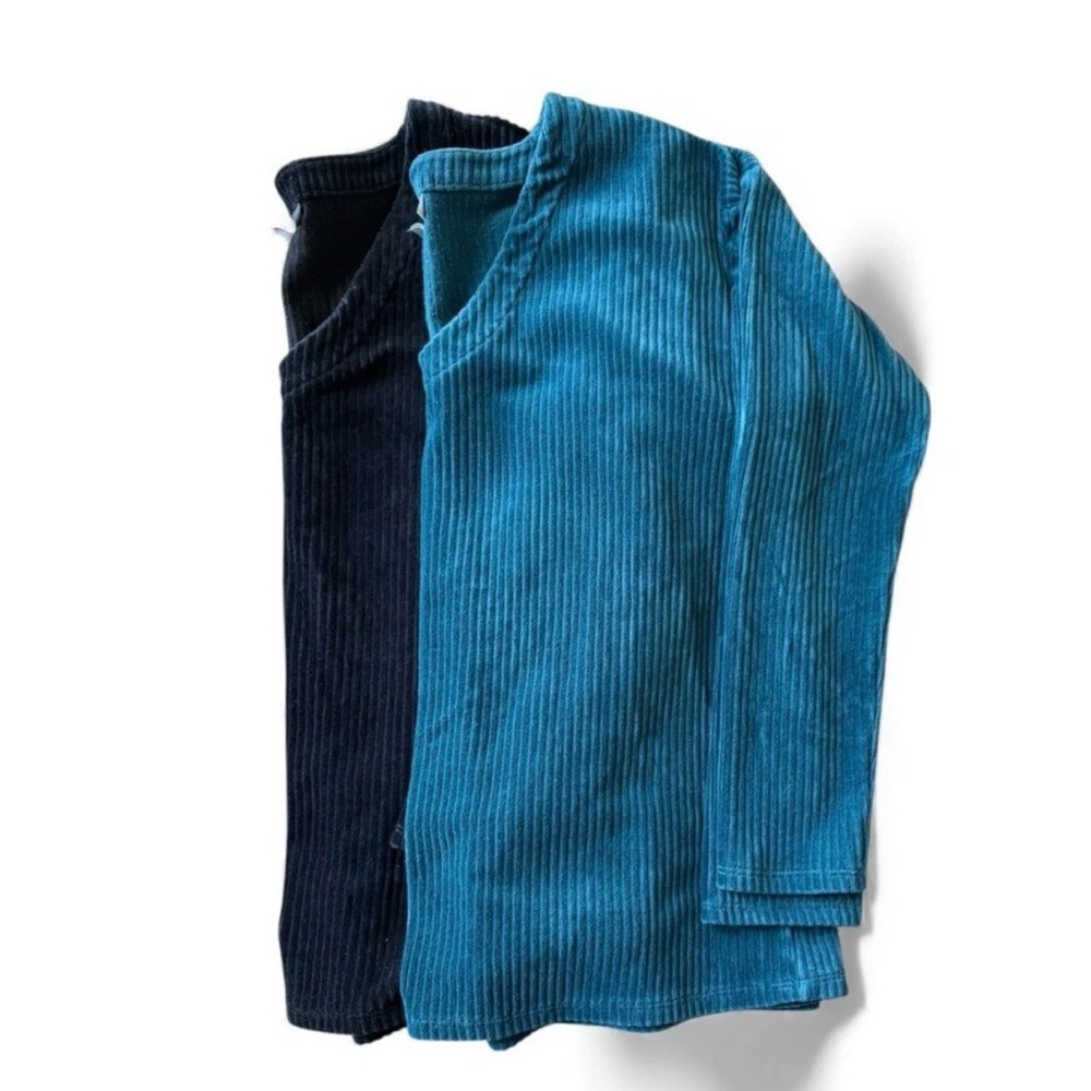 J. Jill Velour Ribbed V-Neck Tops Bundle Black & Teal Size Small